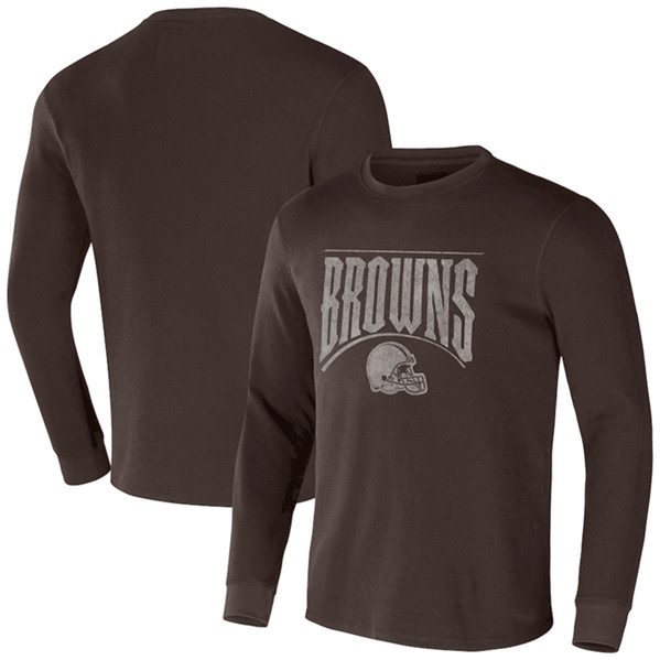 Men's Cleveland Browns X Darius Rucker Collection Brown Long Sleeve Thermal T-Shirt